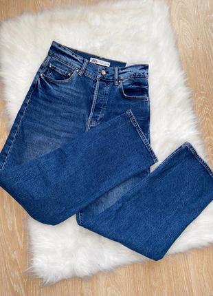 Базовые прямые синие джинсы зара высокая посадка 👖 34-36 zara s9 фото