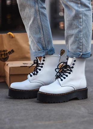 Ботинки dr. martens jadon white black на платформе белого цвета термо (36-40)💜1 фото