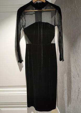 Вечернее бархатное платье миди