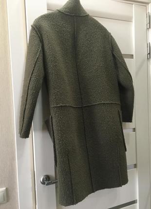 Стильное шерстяное пальто м, цвета хаки3 фото