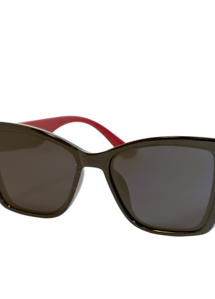 Жіночі сонцезахисні окуляри polarized, чорні з червоною дужкою1 фото