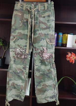 Vtg y2k cargo pants jeans camo штани джинси камуфляж брюки вінтаж карго камо на утяжках