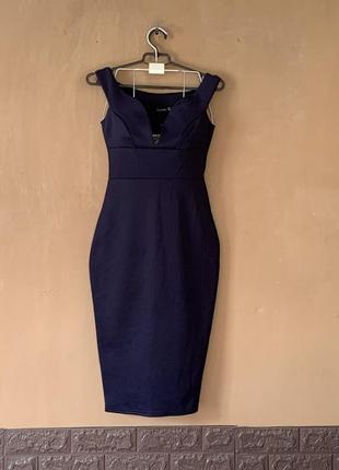 Новое облегающее платье темно синего цвета размер xs boohoo