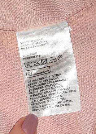 😉1+1=3 стильная нежно-розовая мужская льняная рубашка h&amp;m, размер 48 - 504 фото
