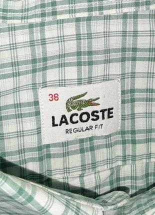 😉1+1=3 брендовая белая рубашка в клетку lacoste, размер 44 - 465 фото