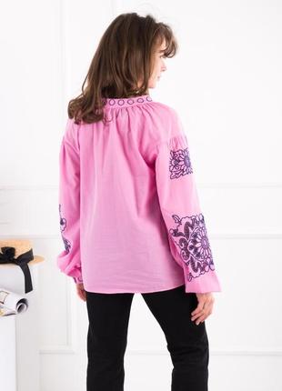 Женская розовая рубашка-вышиванка2 фото