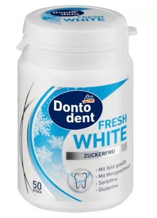 Донтодент жевательная резинка fresh white с ксилитом, 50 шт1 фото