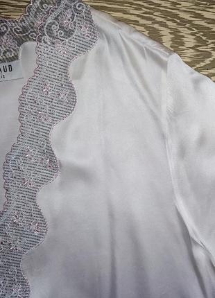 Білий (молочний), шовковий халат, 100% шовк4 фото