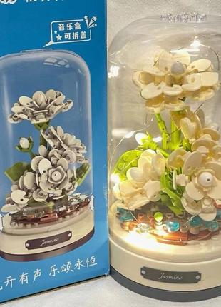 Музыкальный конструктор ночник блочный детский с подсветкой цветок в колбе жасмін цветы