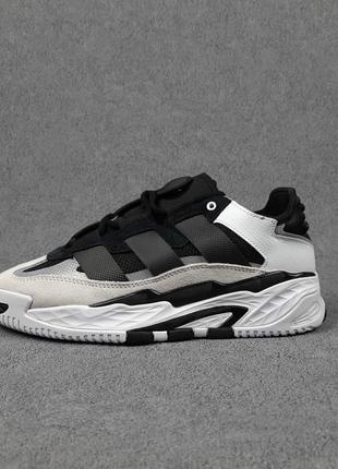 Чоловічі кросівки | adidas niteball | білі з чорним | замша/шкіра/текстиль, :41