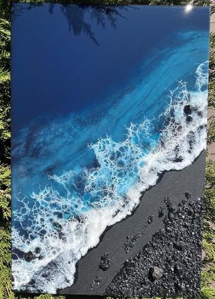 Картина смолой 3д «черный берег» 40х60см.1 фото