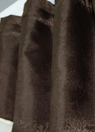 Кухонна фіранка (280х170см) з ламбрекеном та підв'язками. колір коричневий з білим4 фото