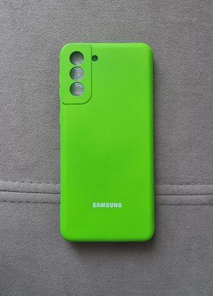 Новый силиконовый салатовый чехол samsung s21 plus