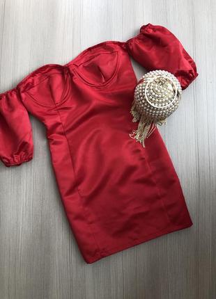 Плаття червоне2020  атлас сатин рукав 3/4 вишукане осінь