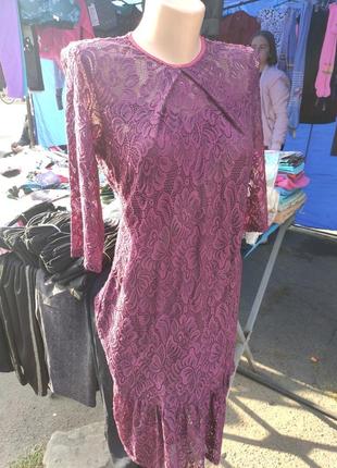 Кружевное женское платье бордо2 фото