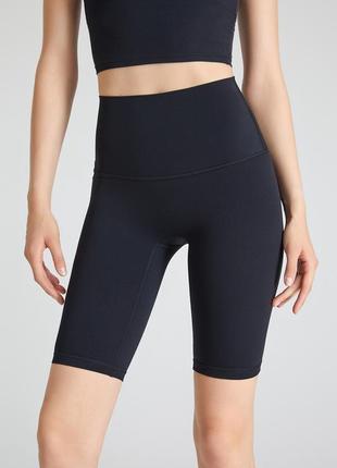 До колена/удлиненные спортивные велосипедные шорты/велосипедки бесшовные для тренировок/спорта/фитнеса высокие/с высокой посадкой/талией женские