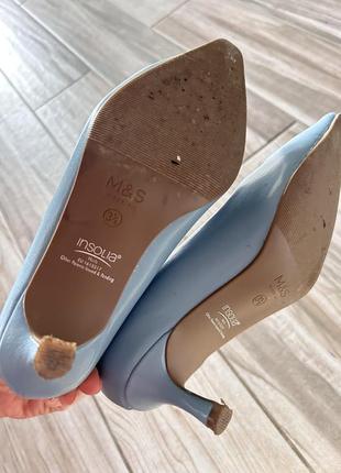 Туфлі лодочки голубі кожа шкіра малий каблук зручні