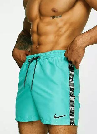 Nike swimming 5 inch volley logo taping shorts nessc473-339 спортивные шорты плавки оригинал бирюзовые