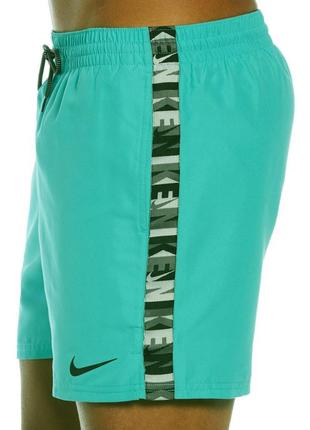 Nike swimming 5 inch volley logo taping shorts nessc473-339 спортивні шорти плавки оригінал бірюзові5 фото