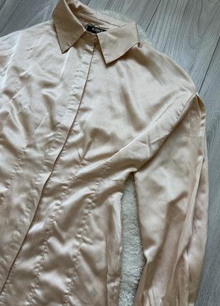 Рубашка атласна у корсетному стилі блуза персикова сорочка2 фото