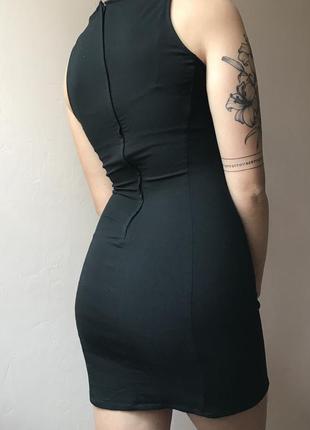 Чёрное платье по фигуре h&m с кожаной вставкой2 фото