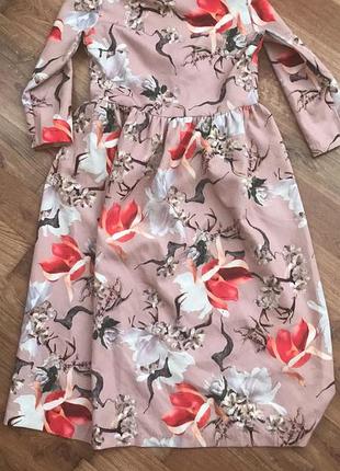 Платье миди принт цветочное