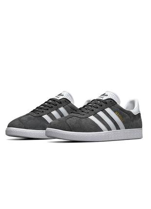Чоловічі кросівки adidas originals gazelle gray white stripes