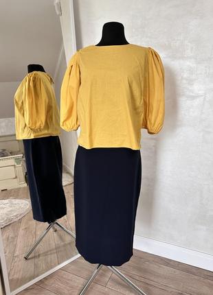 Яркая желтая блуза7 фото