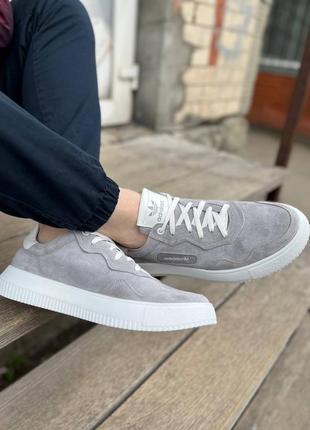 Чоловічі замшеві кеди adidas сірі4 фото