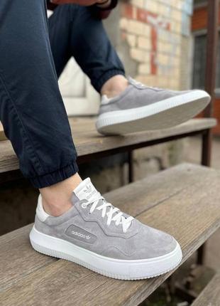 Чоловічі замшеві кеди adidas сірі7 фото