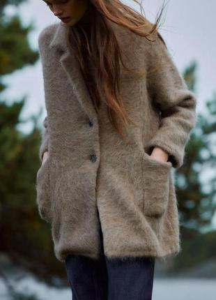 Zara полупальто альпака 79% шерстяное пальто1 фото