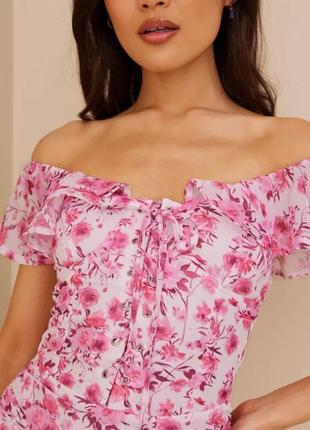 Новое платье floral bardot mini dress nelly2 фото