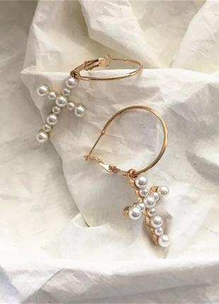 Сережки хрестики, серьги крестики