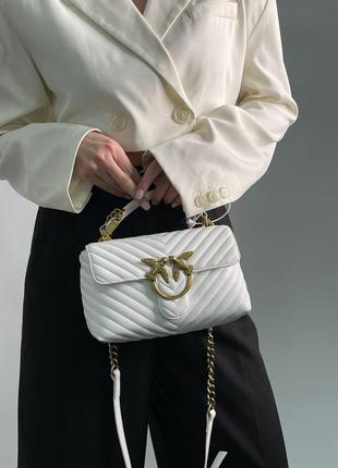 Сумка жіноча в стилі  pinko mini classic lady love bag puff chevron white/gold9 фото