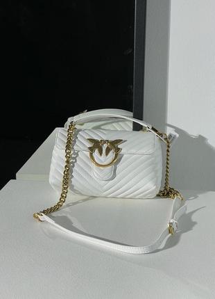 Сумка жіноча в стилі  pinko mini classic lady love bag puff chevron white/gold6 фото