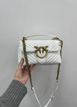 Сумка жіноча в стилі  pinko mini classic lady love bag puff chevron white/gold7 фото