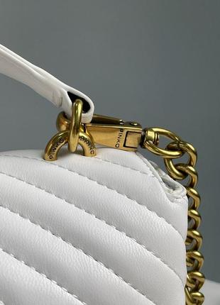 Сумка жіноча в стилі  pinko mini classic lady love bag puff chevron white/gold3 фото