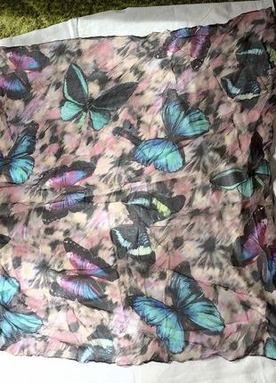 Яркий весенний шарф платок с бабочками 🦋1 фото