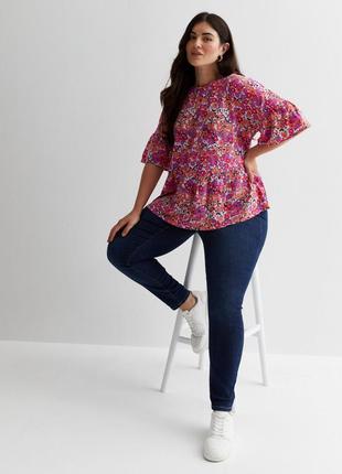 Новая удлиненная блуза с цветочным принтом newlook curve4 фото