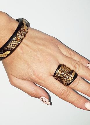 Эксклюзив!! магический набор из кожи питона,позолота,нат.камни!🔥🔥🔥