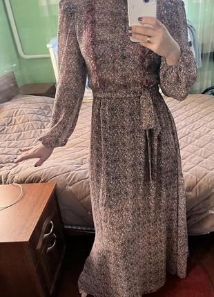 Шифонова сукня довга у квітковий принт10 фото