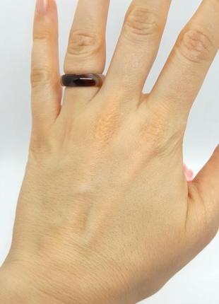 🪶💍 кольцо натуральный камень полосатый агат р.18 два цвета6 фото