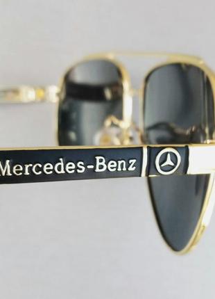 Mercedes benz очки капли мужские солнцезащитные черные в золоте поляризированые9 фото