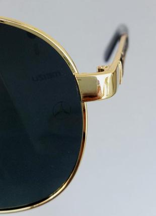 Mercedes benz очки капли мужские солнцезащитные черные в золоте поляризированые