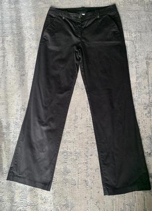 Черные коттоновые брюки прямого кроя