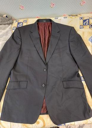 Пиджак шерстяной balmain decorative мужской темно-синий мужественный шерстиной пиджак2 фото