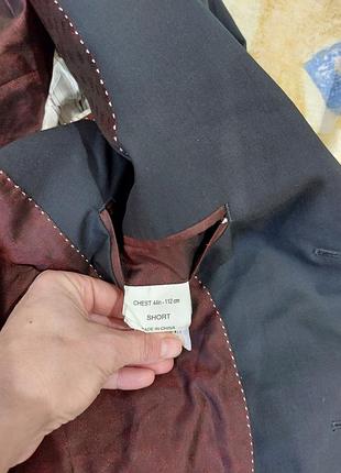 Пиджак шерстяной balmain decorative мужской темно-синий мужественный шерстиной пиджак9 фото