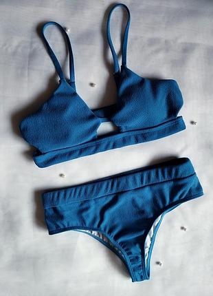 Трендовый небесно синий купальник shein