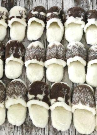 Тапочки из овчины снежинка 36-46 / женские и мужские  домашние тапки, тапочки , всувки ua3 фото