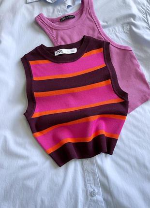 Кроп топ в полоску широкая цветная зара